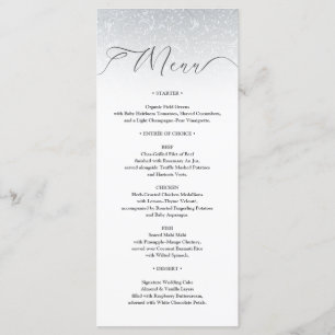 Silberne weiße Damaskus-Hochzeitkarte Menükarte
