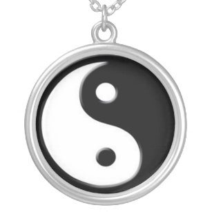 Silberne Yin Yang Symbol-Anhänger-Halskette Versilberte Kette