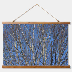 Silberne Zweige 02 Wandteppich Mit Holzrahmen