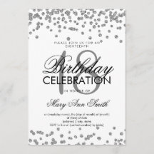 Silberner 18. Geburtstag Glitzer Confetti White