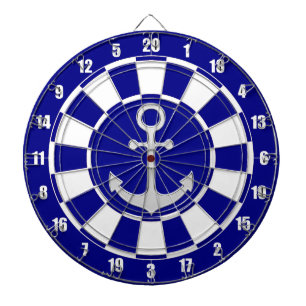 Silberner Anker auf marineblau-weißem Dartbrett Dartscheibe