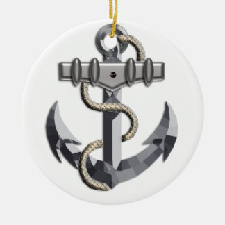 Silberner Anker Keramik Ornament