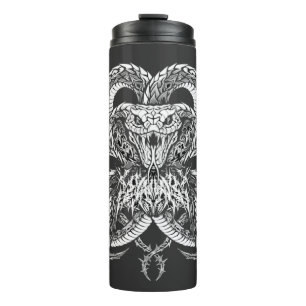 Silberner Art Deco Cobra Ornamentale Linienkunst Thermosbecher