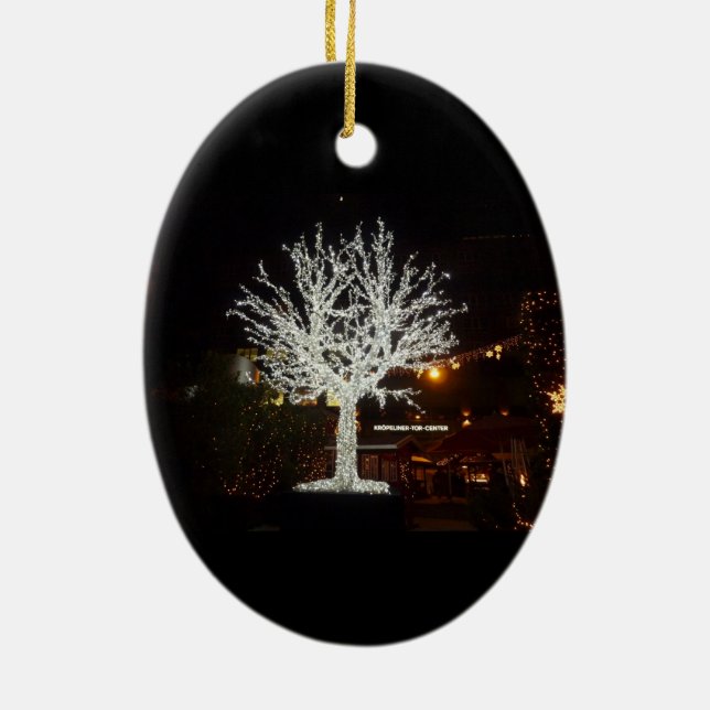 Silberner Baum-Verzierung Keramikornament (Hinten)