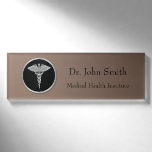 Silberner beruflicher medizinischer Caduceus - Namenschild