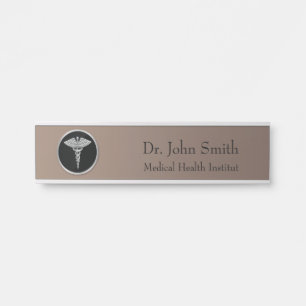 Silberner beruflicher medizinischer Caduceus - Türschild