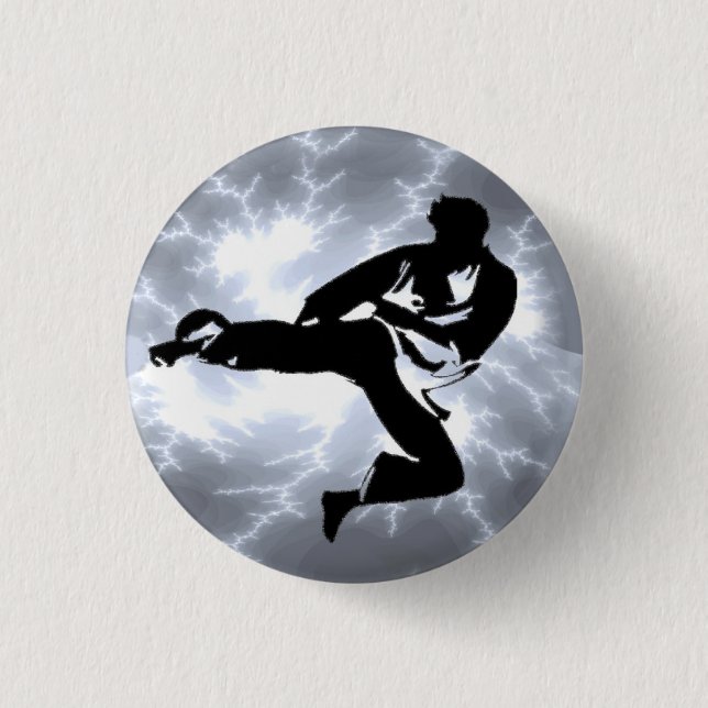 Silberner Blitz-Mann pinback Knopf Button (Vorderseite)
