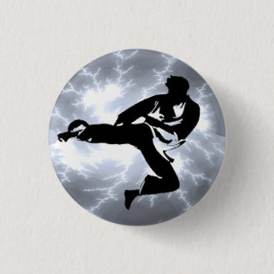 Silberner Blitz-Mann pinback Knopf Button