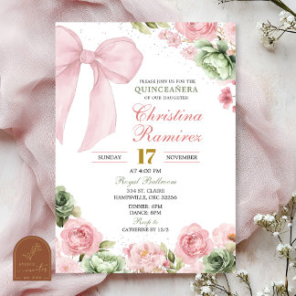 Silberner Bogen Salbei Rosa Kokette Florale Quince Einladung