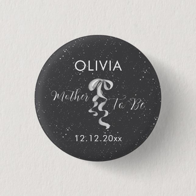 Silberner Bogen Winter-Schnee Mutter-To-Be-Baby-Pa Button (Vorderseite)