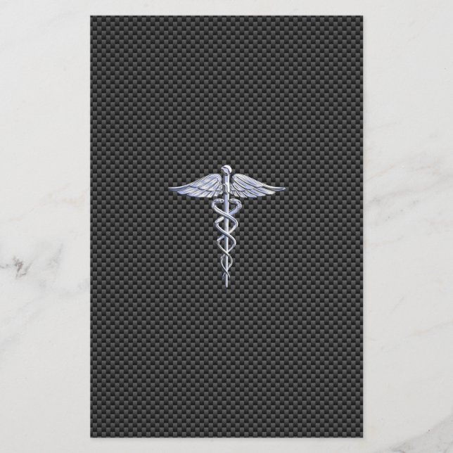 Silberner Caduceus-medizinische Briefpapier (Vorderseite)