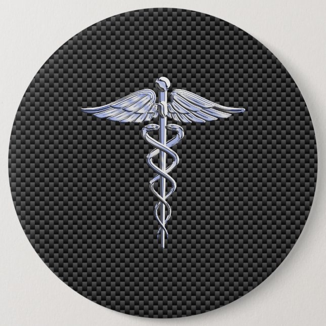 Silberner Caduceus-medizinische Button (Vorderseite)