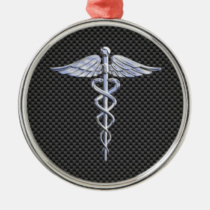 Silberner Caduceus-medizinische Silbernes Ornament