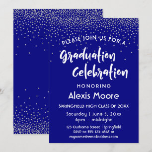 Silberner Confetti über Marine, Abschluss-Party Einladung