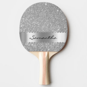 Silberner Diamant Glitter Bling Weiblich Tischtennis Schläger