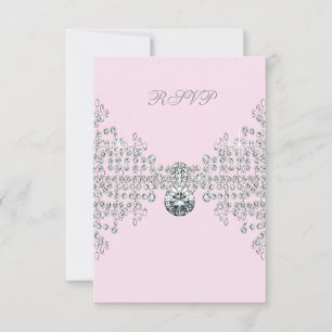 Silberner Diamant-Rosa-Bonbon 16 Geburtstags-Party RSVP Karte