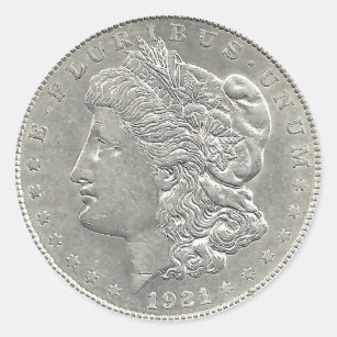 Silberner Dollar-Aufkleber 1921 Morgans Runder Aufkleber