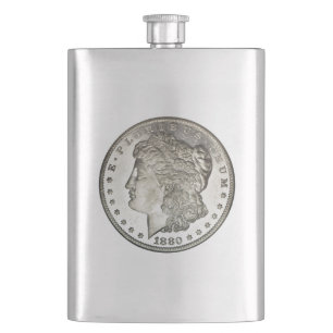 Silberner Dollar-Bild Morgans auf Flasche Flachmann
