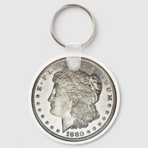 Silberner Dollar-Bild Morgans auf Schlüsselanhänger