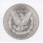 Silberner Dollar Eagle Morgans Freistehende Fotoskulptur<br><div class="desc">Ein auserlesenes glänzendes Uncirculated,  MS64 Morgan Rückseite silbernen Dollars. Münzzeichen "S" bedeutet,  dass diese späte Münze 1800's an der San Francisco Minze minted.</div>