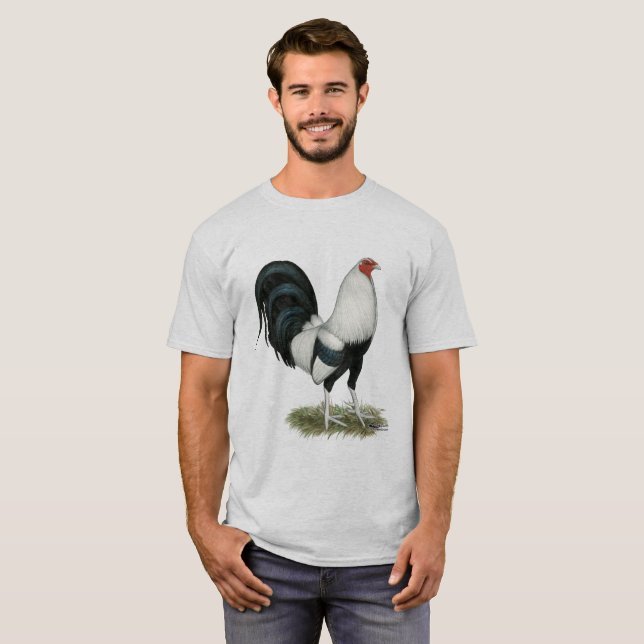 Silberner Duckwing Kampfhahn T-Shirt (Vorne ganz)