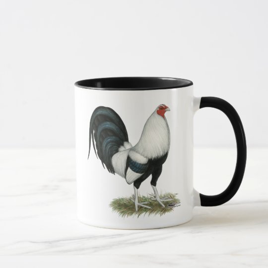 Silberner Duckwing Kampfhahn Tasse