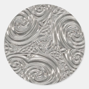 Silberner eleganter Art Nouveau geprägter Look Runder Aufkleber
