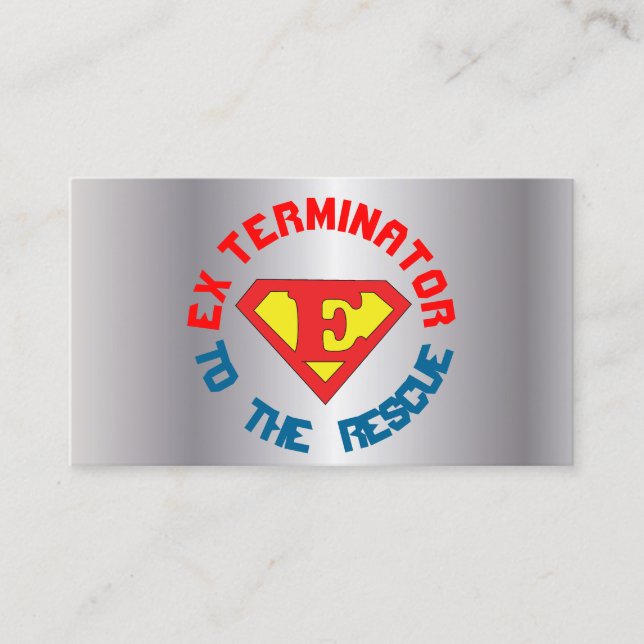 Silberner Exterminator zum Rettungs-Plage-Betrug 2 Visitenkarte (Vorderseite)