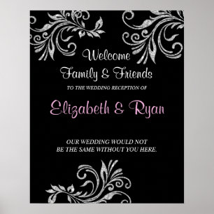 Silberner falscher Glitter, individuelles Hochzeit Poster