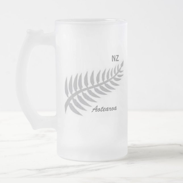 SILBERNER FARN mattierte GlasTasse Mattglas Bierglas (Links)