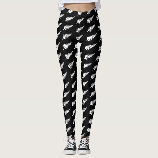 Silberner Farn Neuseelands Leggings (Vorderseite)