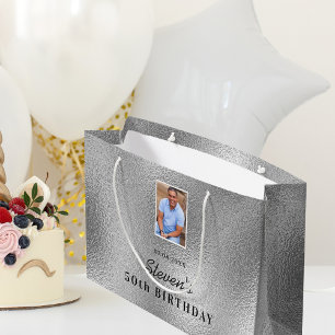 Silberner Foto Typ Große Geschenktüte