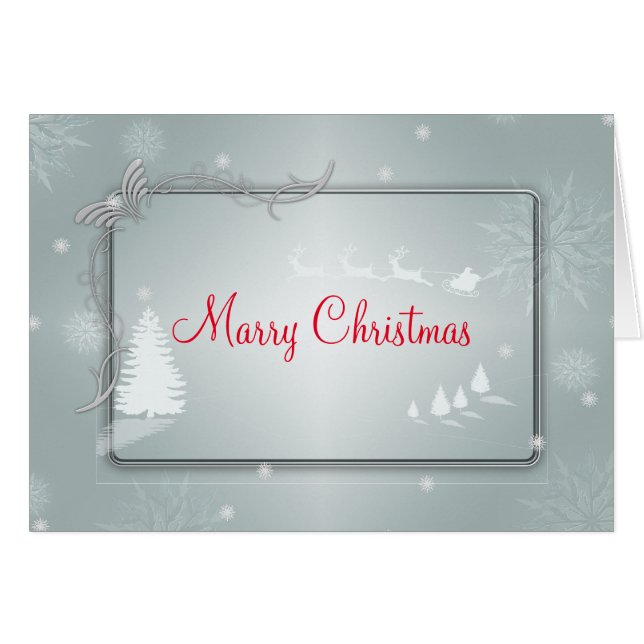 Silberner froher Weihnachtsbaum mit Raiding Rentie (Vorderseite (Horizontal))