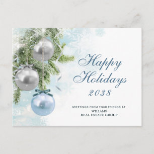 Silberner Glanz Weihnachtsbaumkugel Firmenbegrüßun Postkarte