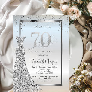 Silberner Glänzender Diamanten Kleid Silber 70. Ge Einladung