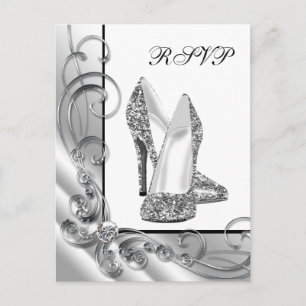 Silberner Glitter-High-Heel-Schuh RSVP Einladungspostkarte