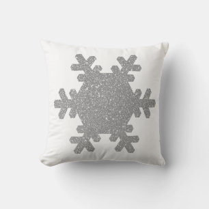 Silberner Glitter-Schneeflocken-Muster Weihnachten Kissen
