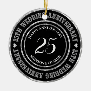 Silberner Glitter-Text und Herzen Keramik-Schmuck Keramik Ornament