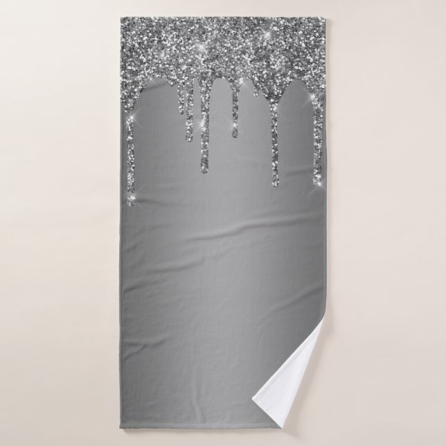 Silberner Glitter-Tropfen Chic Badhandtuch Set (Badehandtuch)