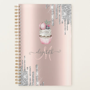 Silberner Glitter-Tropfen Rose Gold Monogramm Cupc Planer