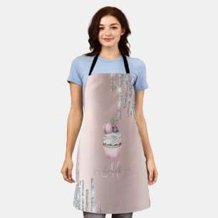 Silberner Glitter-Tropfen Rose Gold Monogramm Cupc Schürze