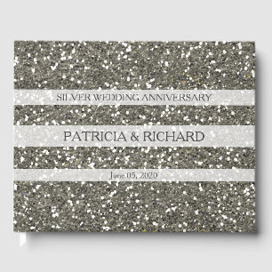Silberner Glitzer 25. Hochzeitstag Gästebuch