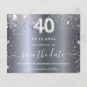 Silberner Glitzer - 40. Geburtstag Save the Date Flyer