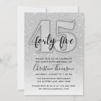Silberner Glitzer 45. Geburtstagsfeier Einladung