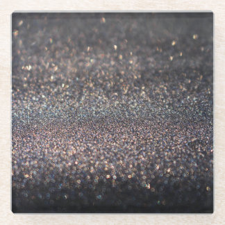 Silberner Glitzer: Black Bokeh Weihnachten Glasuntersetzer