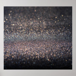 Silberner Glitzer: Black Bokeh Weihnachten Poster