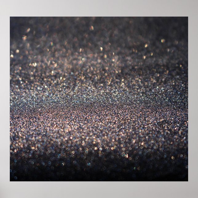 Silberner Glitzer: Black Bokeh Weihnachten Poster (Vorne)
