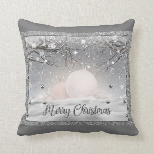 Silberner Glitzer Frohe Weihnachten Kissen
