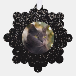 Silberner Glitzer für die Personalisierte schwarze Ornament Karte