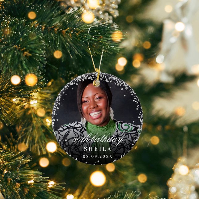 Silberner Glitzer Glitzern Foto Keramik Ornament (Von Creator hochgeladen)